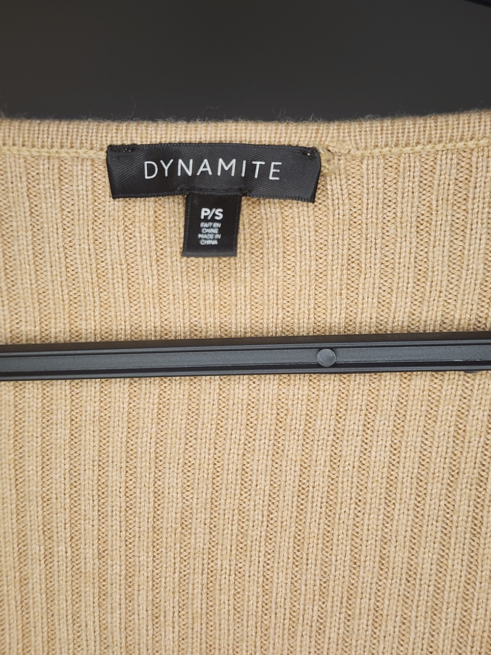 Dynamite Tan Ribbed V-Neck Button Cardigan - Picture 10 of 10